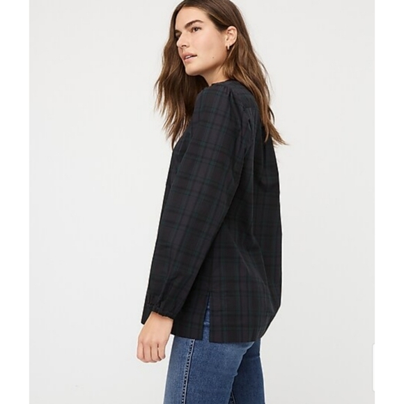 37. NWOT J. Crew Velvet-trimmed V-neck tunic in Black Watch tartan - Picture 3 of 7